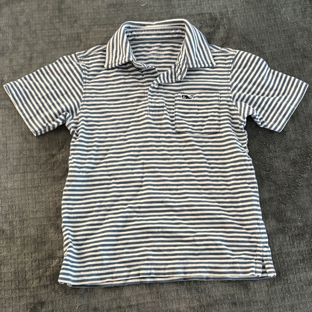 Vineyard Vines Kids Polo in Navy and White Stripes